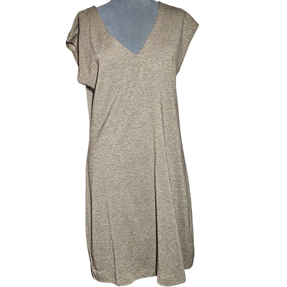 Gold Metallic Knit Pull Over Dress Size Medium